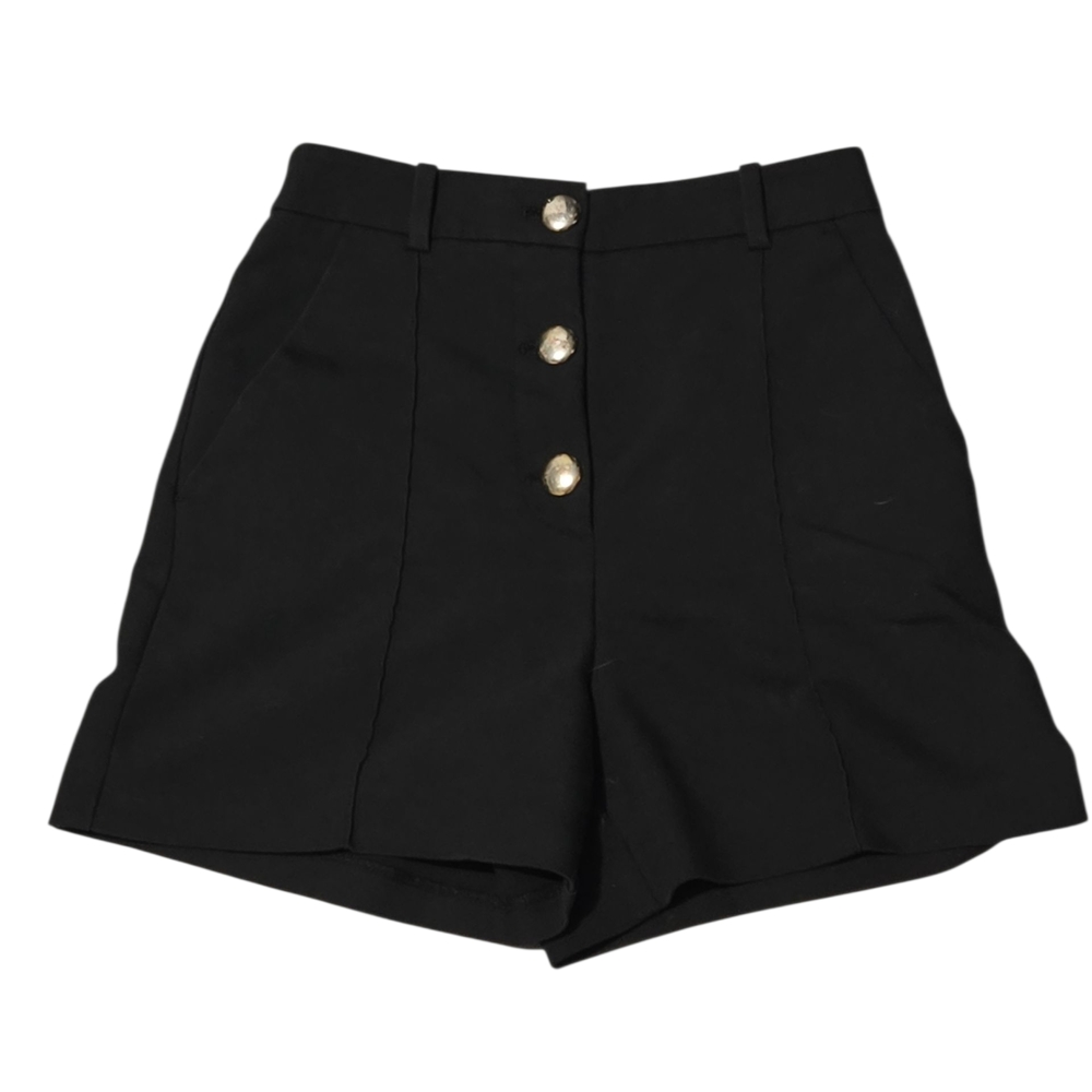 Zara Black High Waist Shorts with Gold Buttons
